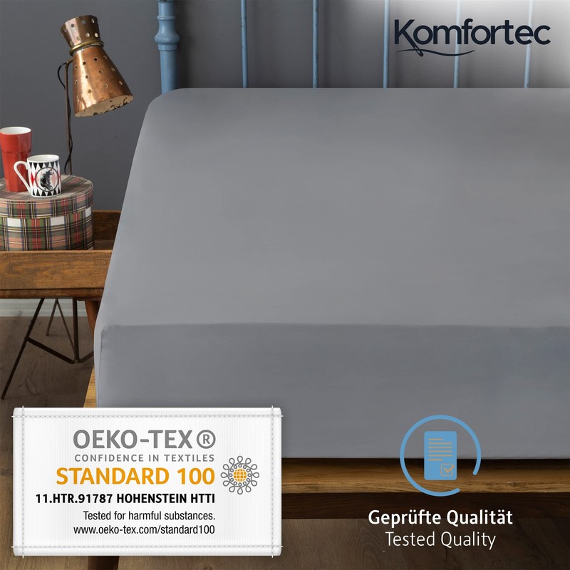Komfortec Jersey Fitted Sheet 180 x 200 cm, 100% Cotton,