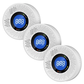 3 Packs Carbon Monoxide Detectors, Travel Carbon Monoxide Detector Battery，Replaceable Battery Operated CO Detector Alarm with Digital Display for Warehouse, Kitchen, Restaurant,Hotel, Garage