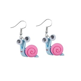 Lovely Resin Animals Earrings with Big Eyes Cute Frog Turtle Bee Ladybug Snail Duck Dangle Earrings Cartoon Jewelry for Gifts-Snail
