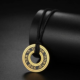 Amaxer Shema Yisrael Necklace for Men Shema Israel Prayer Jewish Judaica Hebrew Kabbalah Blessing Religious Pendant Necklace (Rope-Gold)