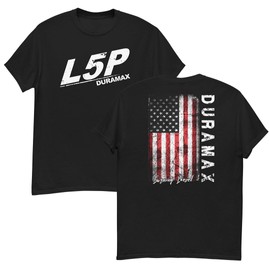 L5P Duramax Shirt Men's Patriotic Diesel Truck T-Shirt - Black - 5XL