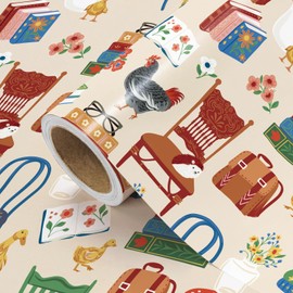 WRAPAHOLIC Country Wrapping Paper Roll - 17 Inch x 16.5 Feet - Country Cottage Vintage Farmhouse Wrapping Paper for Birthday, Wedding, Baby Shower