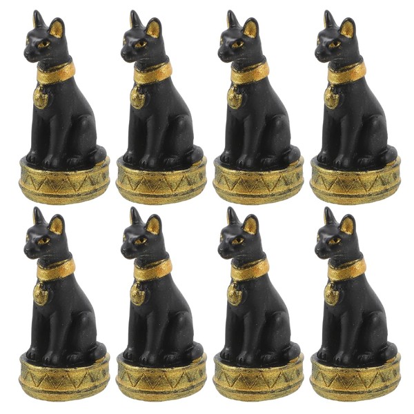 Sosoport 8pcs Mini Resin Egyptian Cats Tiny Cat Figurines Cute