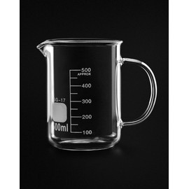 QWORK Beaker with Handle, 500ml Measuring Cup, Borosilicate Glass,Beaker Mug with Pouring Spout, 2 Pack