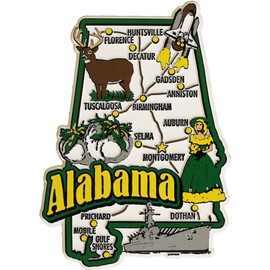 Alabama State Outline Refrigerator Magnet, Approximate Size 3 inch x 4 inch