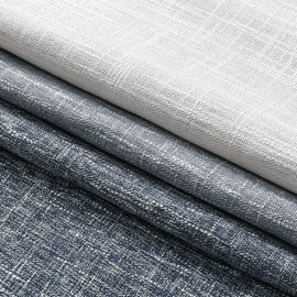 Ombre Full Blackout Window Curtain Panels Thermal Insulated Noise Reduction Rustic Farmhouse Bedroom Drape Heavy Linen Texture Window Treatment Set Gradient Print Cream White to Indigo Blue, 50"x63"x2