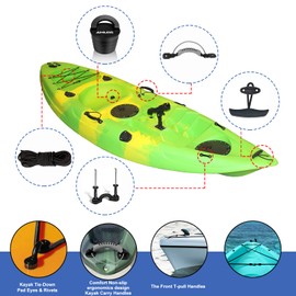 Kayak Carry Handles Kayak Accessory Kayak Scupper Plug kayak handles replacement and T-Handle with 8 Feet Bungee Cord Tri-Grip Rivet Pad Eyes Kit Kayak Parts for Lifetime,Ocean,Emotion Canoe Boat
