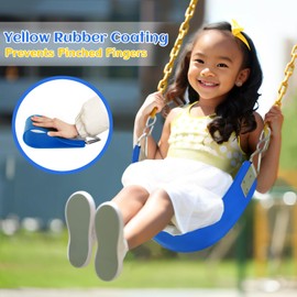 Swing Set Seat with Metal Triangle Ring & 66Inch Anti-Rust Chains, Swing Replacement Accessories with Snap Hooks & Hanging Straps, Support 300lb for Kids & Adults, Outdoors Backyard Playground- Bule