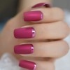 Slim Gorgeous Fake Nails Matte Rose Red with Metallic Moo
