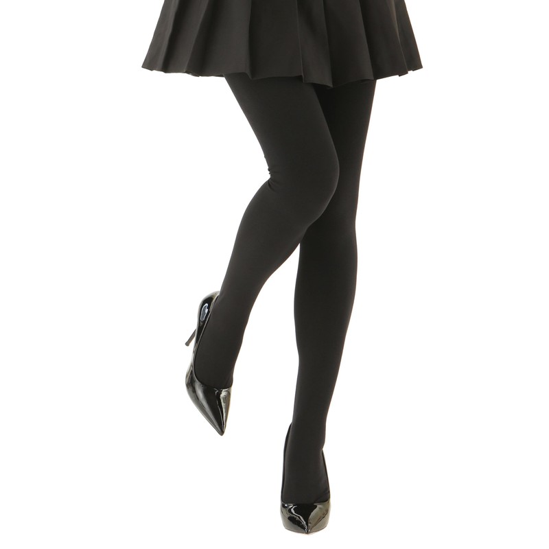 EVERSWE Women's Opaque Fleece Lined Tights, Thermal Tights, black