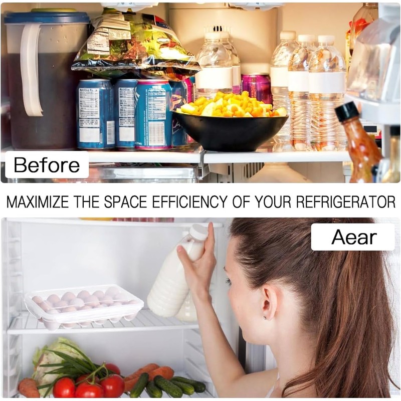 2 Pack Egg Holder, Fridge Storage Containers, Egg Storage for