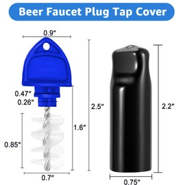 Beer Faucet Plug Brush, 16Pcs Beer Tap Plugs Keg Tap Brushes & 2Pcs Kegerator Tap Covers Beer Faucer Caps for Most Standard American Beer Faucets