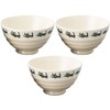 Set of 3 Beige Black Cat Rice Bowls (4.5 x