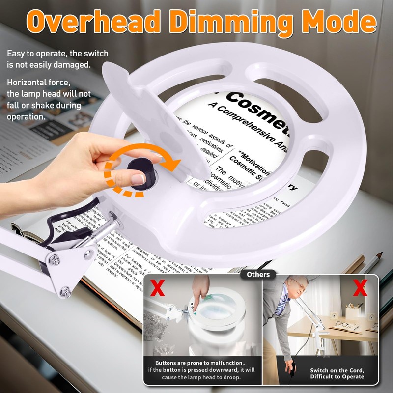 10X Magnifying Glass with Light and Stand, NUEYiO 2200 Lumens