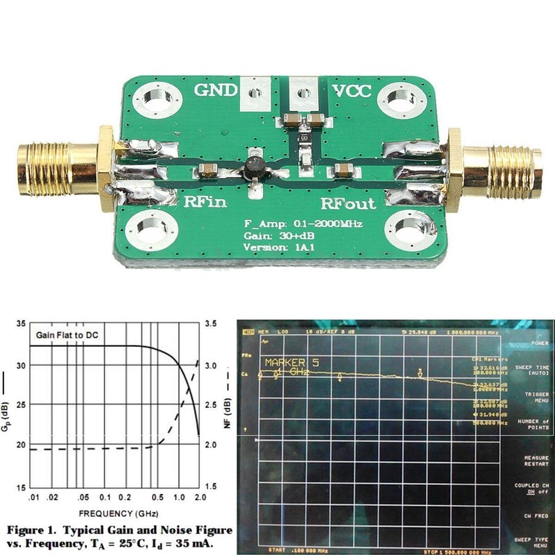 Hailege 0.1-2000MHz RF Wide Band Amplifier 30dB High Gain Low