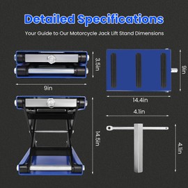 Motorcycle Lift, 1100 Lbs Capacity Motorcycle Scissor Jack with Upgraded Anti-Slip Bottom and Thickened Rubber Wide Deck,Steel Motor Bike Hoist Stand with Crank for ATV, Cruiser Bikes, Dirt Bikes