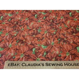 Studio e Christmas Wishes BTY Studio e Poinsettia Floral Silver Glitter Red