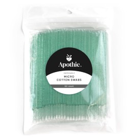 Apothie 100PCS Disposable Micro Applicator Brush (100 Pieces, Green Crystal)– Lash Glue Microswabs for Eyelash Extensions, Cotton Brush Swab for Applying Makeup, Microfiber Tips