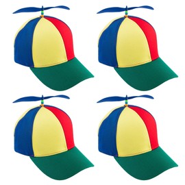 Framendino, 4 Pack Adult Rainbow Propeller Hat Detachable Helicopter Baseball Cap Top Hats for Women Men Green Brim