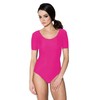 Aquarti Ladies Ballet Leotard Short Sleeve Gymnastics Dance Bodysuit Pink