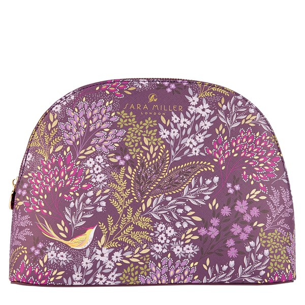 Sara Miller Haveli Garden Large Purple Cosmetic Wash Hand Bag | Toiletries & Beauty Essentials | Vegan Leather | Printed | Travel Gift