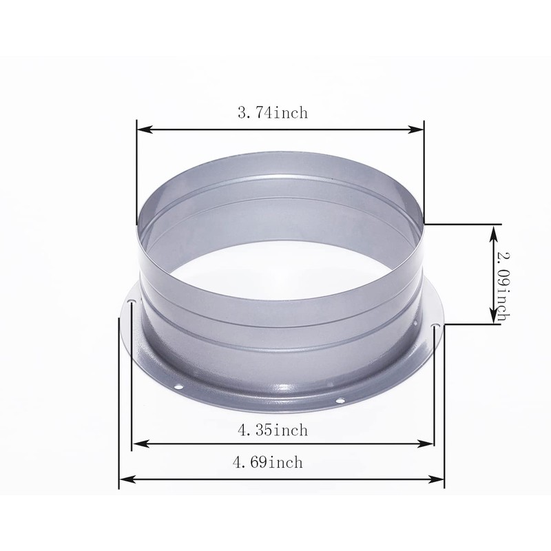 Delisheng Duct Connector 4 Inch (3.74 inch) Flange Metal Straight