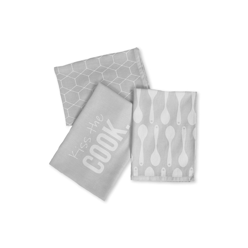 jilda-tex Kiss The Cook Tea Towels, Pack of 6, 100%