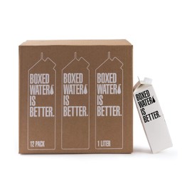 Boxed Water 33.8 oz. (12 Pack) – Purified Drinking Water Boxes – BPA-Free, Refillable/Reusable 1 Liter Cartons – More Sustainable than Plastic Bottled