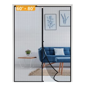 Yotache Door Net Screen with Magnet Fits Door Size 60 x 80, Screen Size 62" x 81" French Doors Net Heavy Duty Fiberglass Mesh Pets and Kids Friendly Black