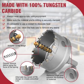 AOKAIMIAR 2-1/2 Inch Carbide Hole Saw with Titanium Plated Center Drill Bit, Heavy Duty TCT Hole Saw Metal Hole Cutter for Stainless Steel Iron Copper Brass Aluminum Alloy