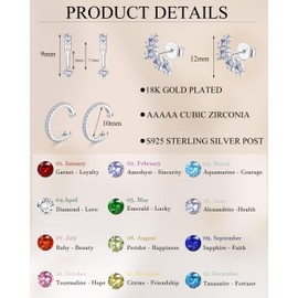 FIOROYAL Earrings Silver 925 Women's 14K Gold-Plated Earrings Gold Set Stackable for Multiple Ear Holes Hypoallergenic Small Stud Earrings Hoop Ear Cuff Set for Helix Tragus Piercing Ear, Silver