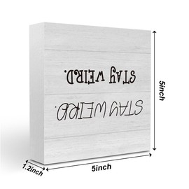 Retro Gothic Desk Decor Maximalist Office Gifts for Women Men Coworkers Boss Friends Stay Weird Sign Desk Accessories Decorations for Home Bar Living Room 5x5 Inch