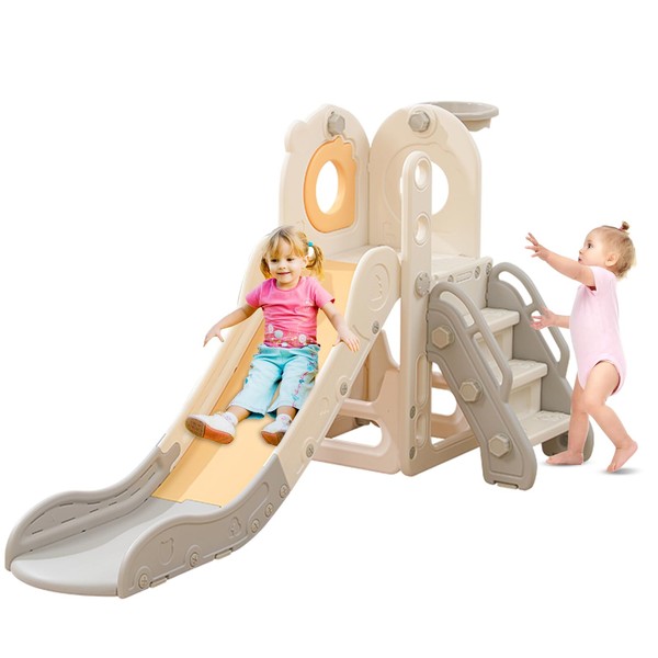 KATLAZIC Freestanding Toddler Slide, 5 in 1 Kids Indoor Slide