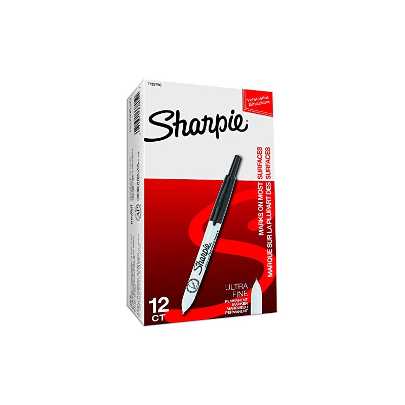 Sharpie Retractable Fine Point marcadores permanentes, (74745pp) (1-Pack de 3),