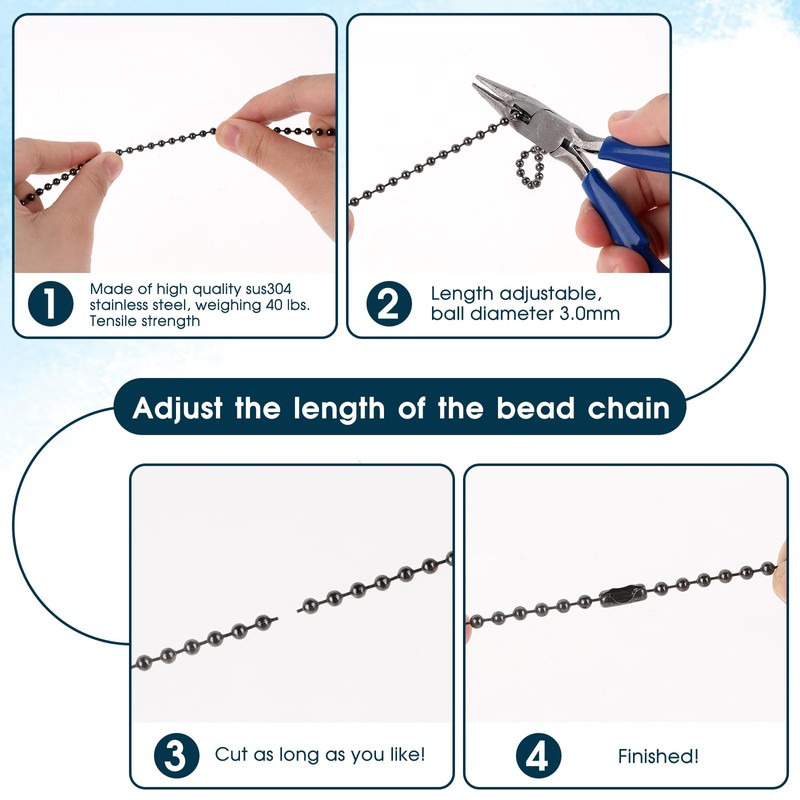 2 Pcs Metal Ceiling Fan Pull Chain Set, Black Pull