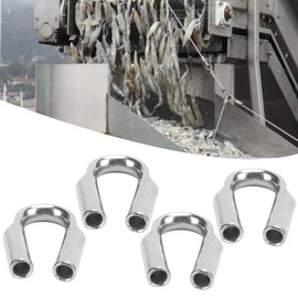 10Pcs Tube Thimble, Stainless Steel Rope Protection Tube Thimble with Gusset for 6mm/0.2' Wire or Synthetic Winch Rope, for Hiking Camping Pulling