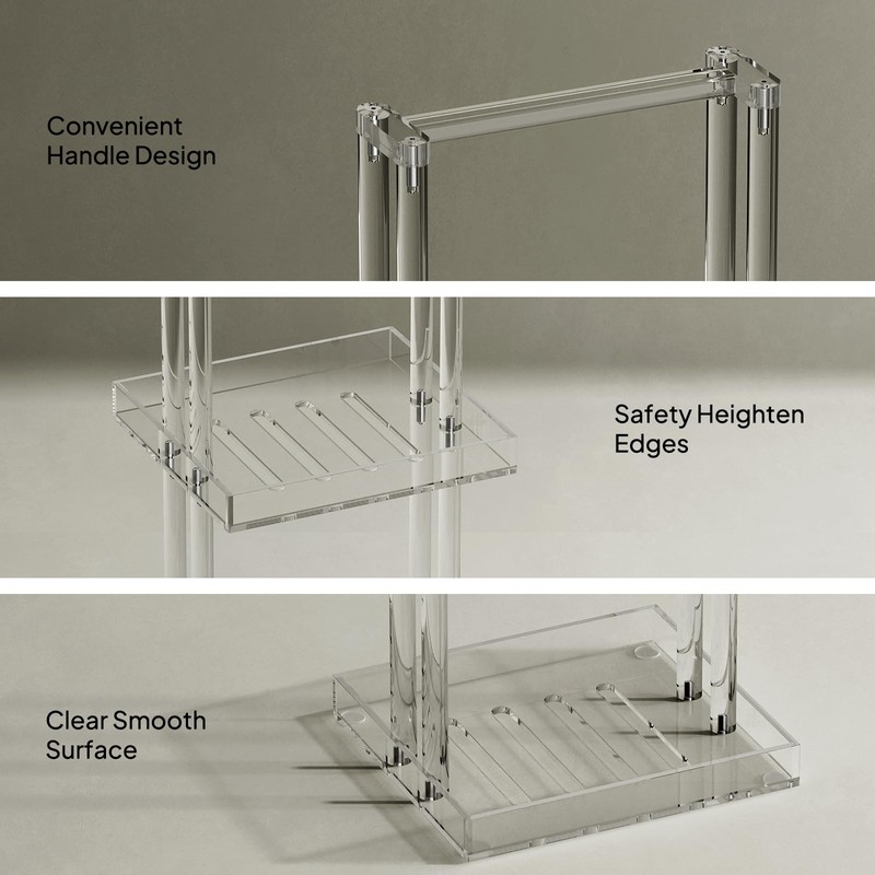 Aquiver Acrylic Standing Shower Caddy - 3 Tier Shower Organizer