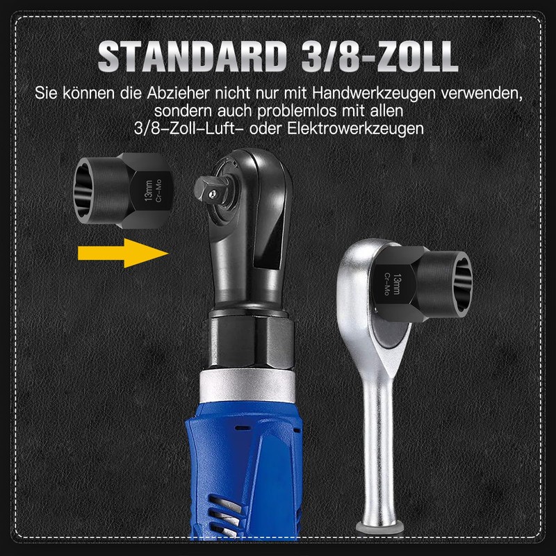 Zozoa 15-Piece Cr-Mo Nut Remover Set, Screw Extractor Set with