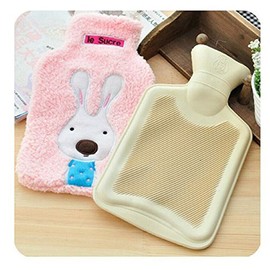Diversity Land 2000ml HOT WATER BOTTLE Winter Warm Rubber Bag & Knitted Cover Relaxing Warmer (Pink Rabbit)
