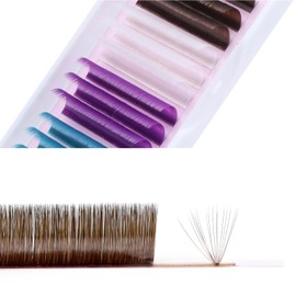 ALLOVE Colored Eyelash Extension Super Easy Fan Volume Lash Extensions Brown-White-Purple-Green 0.07mm D Curl 13-15mm Mixed Tray Rapid Blooming Colorful Self Fanning Lash Extension Supplies