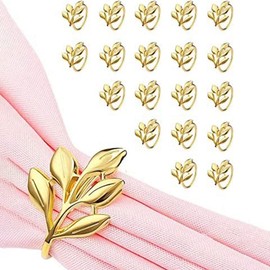 NIZEAMI Pack of 20 Gold Leaf Napkin Rings – Golden Napkin Ring for Table Napkins – Holiday Napkin Rings Napkin Rings for Parties