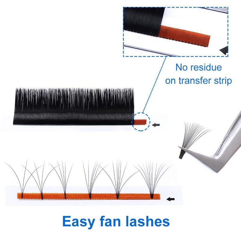 Easy Fan Lashes, 0.07 Self-Fanning Eyelash Extensions for Volume Technique,
