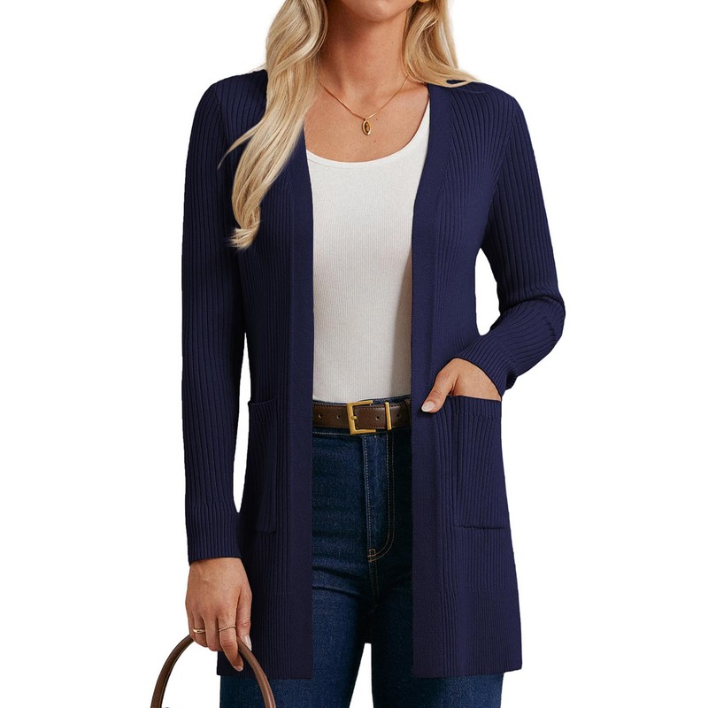 GRACE KARIN Essential Solid Open Front Long Cardigan Knitted Sweaters