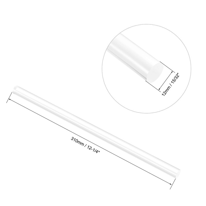 sourcing map Acrylic Round Rod, Clear,15/32" Diameter 12-1/4" Length, Solid