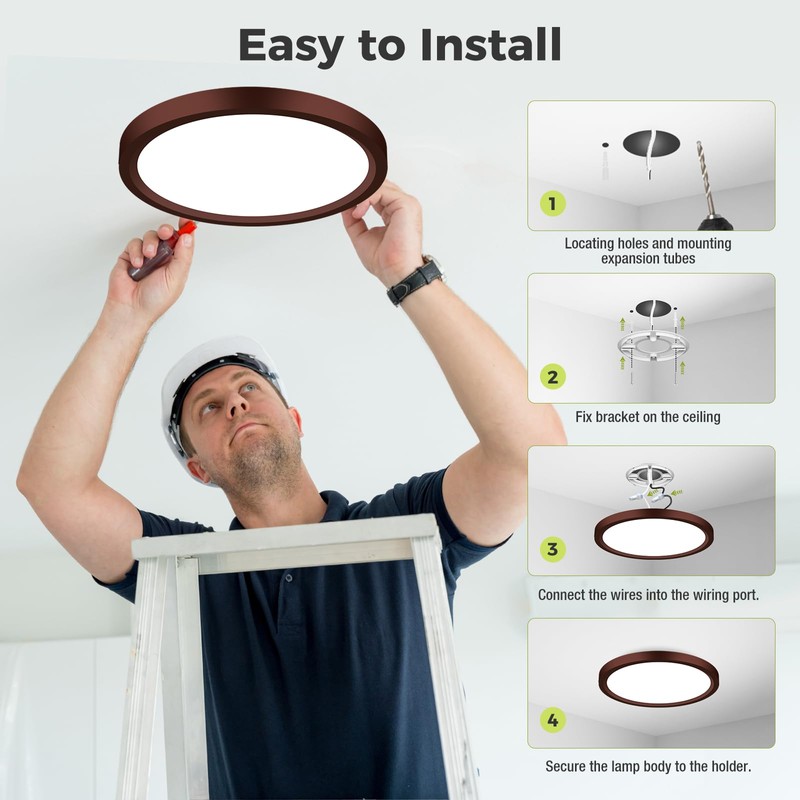2Pack LED Flush Mount Ceiling Light Fixture Oil Rubbed Bronze,