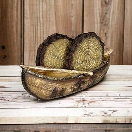 Unique Canoe Coaster Set – Four Full Size Drink Coasters and Holder – Boating Mountain Fishing Lake Cabin Outdoor Trout Stream Rustic Decor