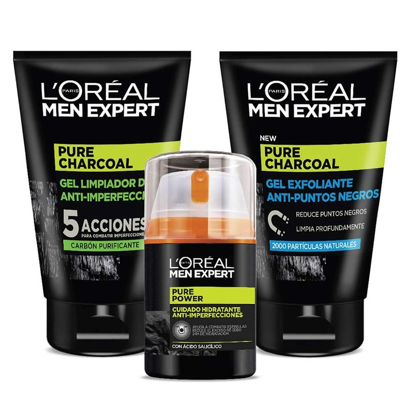 Men Expert Gel Exfoliante Anti-Puntos Negros Pure Charcoal con Carbón