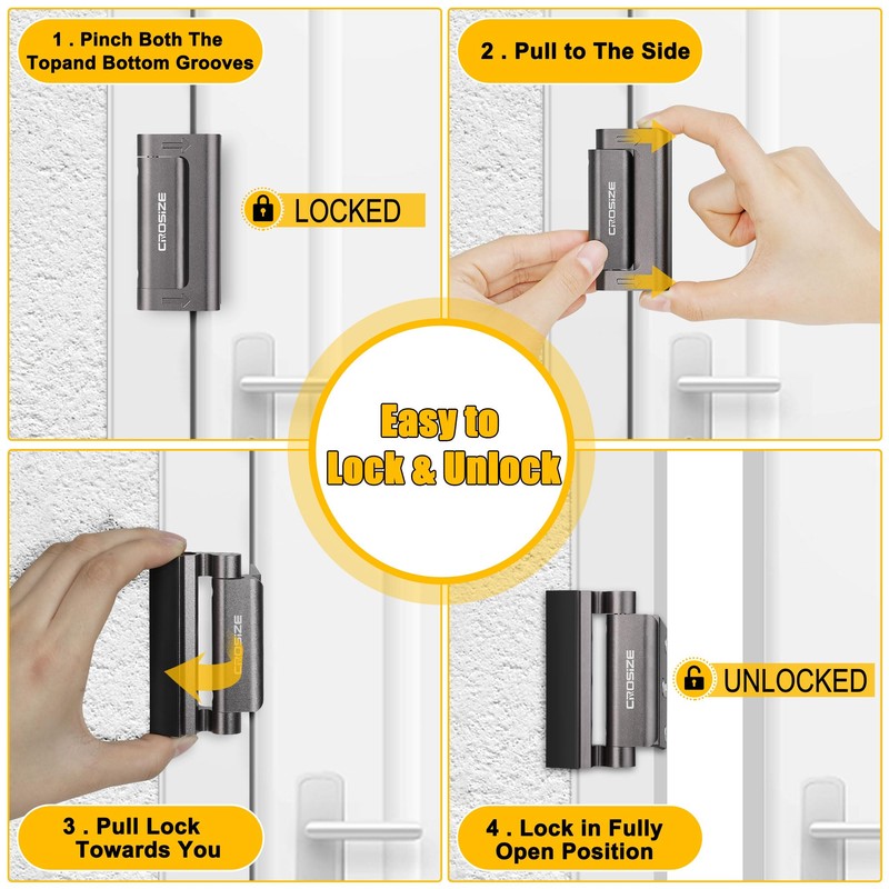 Home Security Door Lock, Upgraded Metal Door Reinforcement Lock, 3"