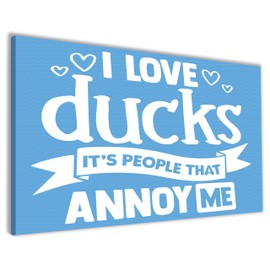 Hippowarehouse I Love Ducks It's People That Annoy Me Printed Canvas 41cmx61cm Wall Art Design Classroom Gym Room Home Office Décor