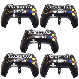 5 Pieces Video Game Party Balloons, Giant Video Game Controller Mylar Foil Balloons Game on Balloons for Kids Boys Gaming Theme Birthday Party Video Game Baby Shower Decorations Supplies